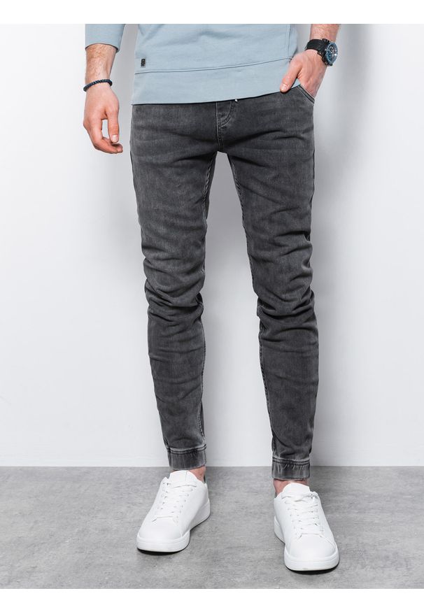 Szare spodnie Ombre Clothing z aplikacjami