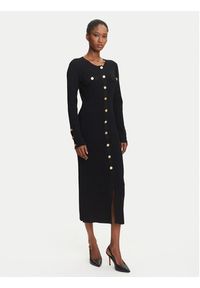 Karl Lagerfeld - KARL LAGERFELD Sukienka dzianinowa A3W13038 Czarny Slim Fit. Typ kołnierza: dekolt w karo. Kolor: czarny. Materiał: syntetyk #4