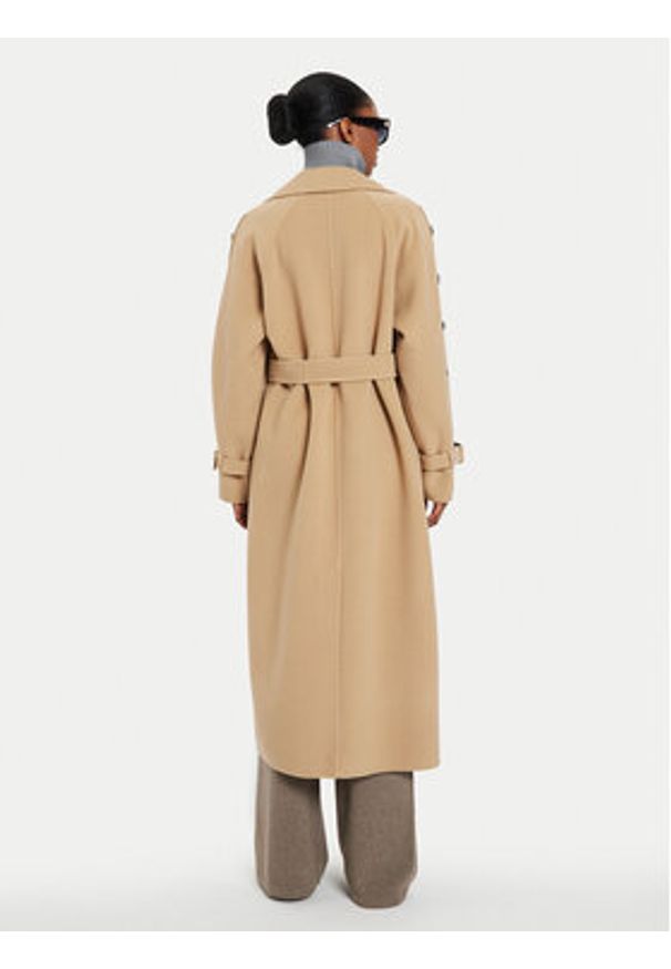 Weekend Max Mara Płaszcz wełniany Natale 2425016021 Beżowy Regular Fit. Kolor: beżowy. Materiał: wełna