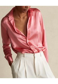 Ralph Lauren - RALPH LAUREN - Różowa koszula z jedwabiu. Okazja: na co dzień. Typ kołnierza: polo. Kolor: różowy, wielokolorowy, fioletowy. Materiał: jedwab. Styl: klasyczny, casual #5