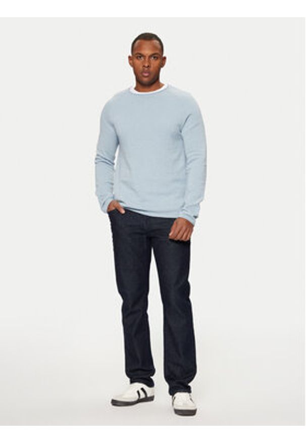 Jack & Jones - Jack&Jones Sweter 12157321 Błękitny Regular Fit. Kolor: niebieski. Materiał: bawełna