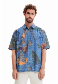 Desigual koszula męska kolor granatowy relaxed. Kolor: niebieski. Materiał: tkanina. Długość rękawa: krótki rękaw. Długość: krótkie #1