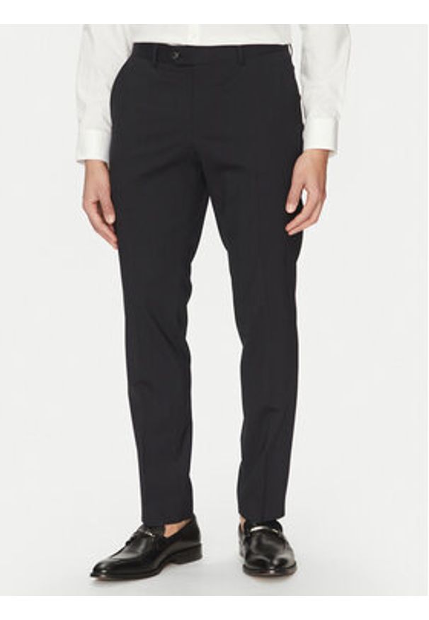 BOSS Garnitur C-Huge 50540579 Granatowy Slim Fit. Kolor: niebieski. Materiał: wełna