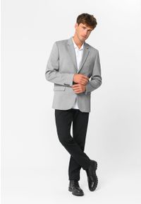 Volcano - Jednorzędowa marynarka JB-RIZE. Okazja: na co dzień, do pracy, na spotkanie biznesowe. Materiał: dzianina, materiał, tkanina. Wzór: ze splotem. Styl: biznesowy, klasyczny, casual #1