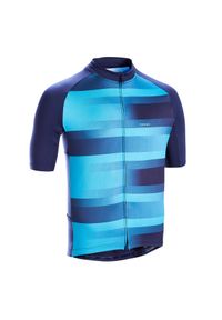 TRIBAN - Koszulka rowerowa Triban RC100 VIB. Kolor: niebieski, wielokolorowy, turkusowy. Materiał: materiał, poliester, elastan