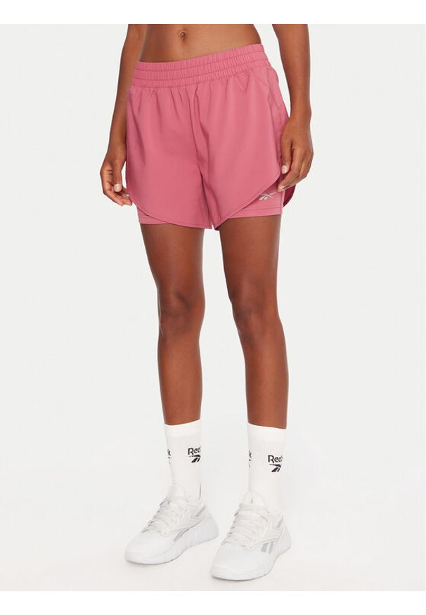 Reebok Szorty sportowe RK25186CCW Różowy Slim Fit. Kolor: różowy. Materiał: syntetyk