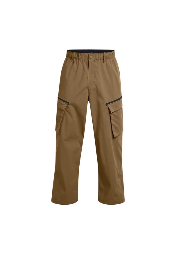 Spodnie męskie Under Armour Unstoppable Utility Cargo. Kolor: brązowy. Materiał: dresówka. Długość: długie