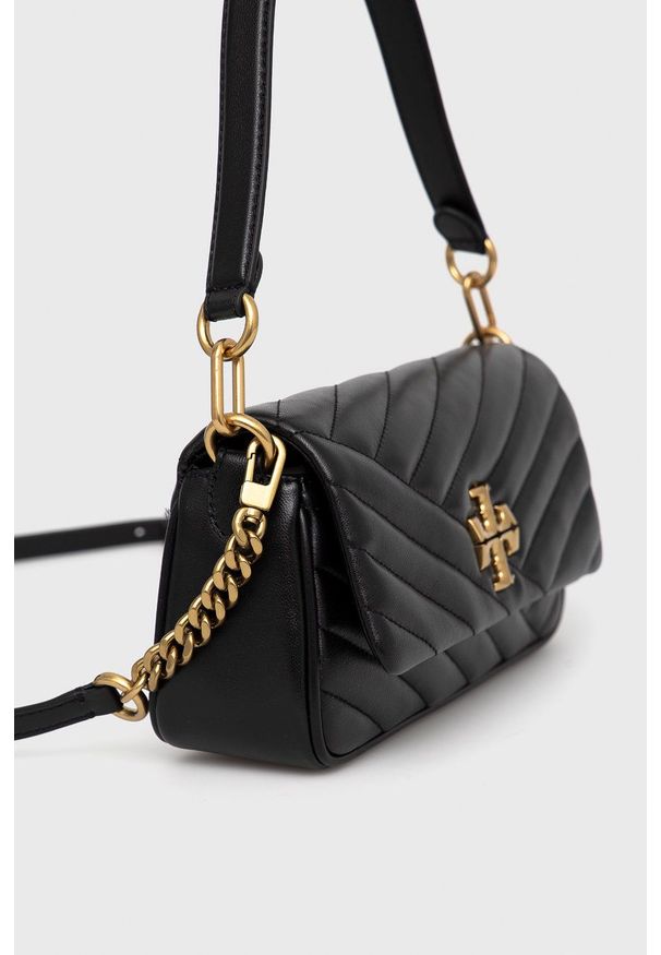 Tory Burch torebka skórzana kolor czarny. Kolor: czarny. Materiał: skórzane