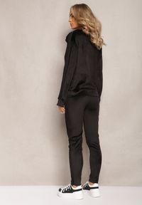 Renee - Czarny Komplet z Weluru Bluza i Spodnie Dresowe z Lampasami Blivia. Kolor: czarny. Materiał: dresówka, welur #4