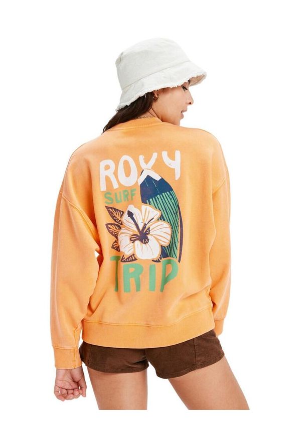 Roxy - Bluza z okrągłym dekoltem dla Kobiety LINEUP Pomarańczowy. Kolor: pomarańczowy, wielokolorowy, żółty. Materiał: materiał, poliester, bawełna
