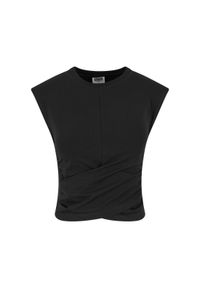 Krótkie topy damskie Urban Classics Wrapped. Kolor: czarny. Długość: krótkie. Styl: elegancki #1