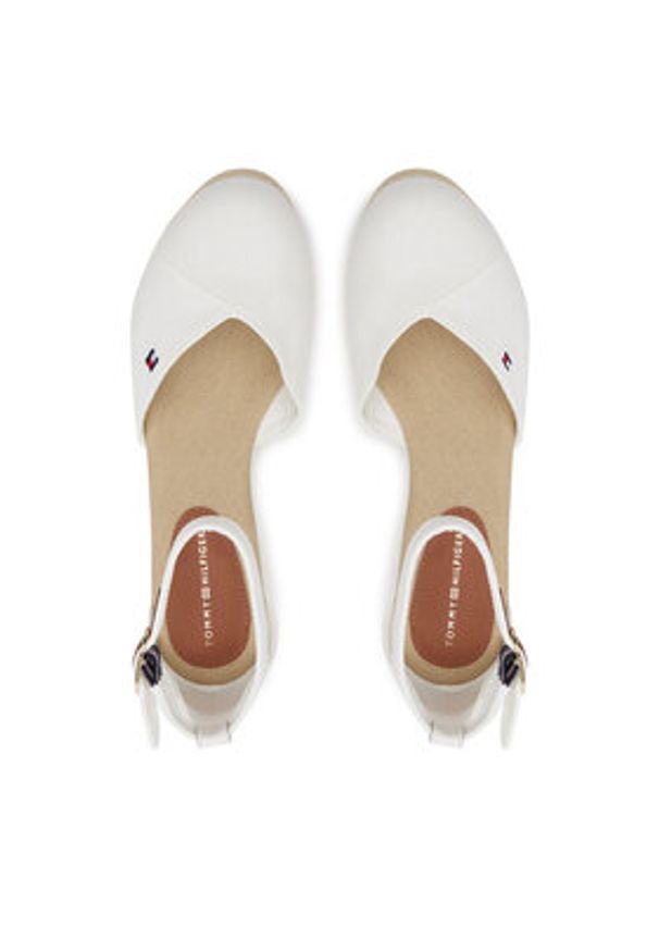 TOMMY HILFIGER - Tommy Hilfiger Półbuty Flag Closed Toe Mid Wedge Espad FW0FW08657 Biały. Kolor: biały. Materiał: materiał