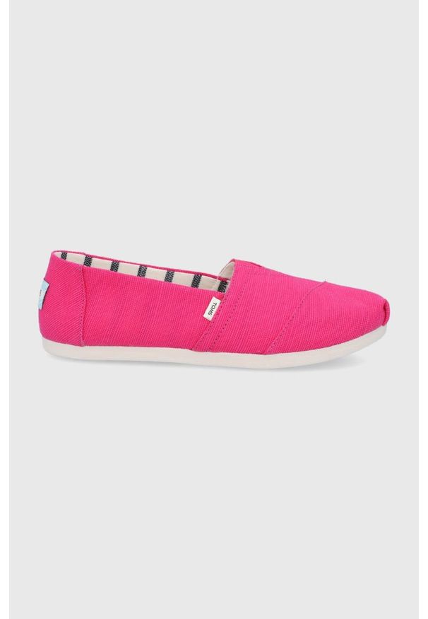 Toms Espadryle Alpargata kolor różowy. Nosek buta: okrągły. Kolor: różowy. Materiał: materiał, guma. Wzór: gładki