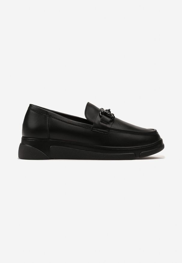 Born2be - Czarne Półbuty Mokasyny ze Skórzaną Wkładką Xenialla. Kolor: czarny. Materiał: skóra. Styl: elegancki