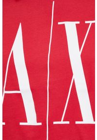 Armani Exchange t-shirt bawełniany kolor czerwony. Kolor: czerwony. Materiał: bawełna. Długość rękawa: krótki rękaw. Długość: krótkie. Wzór: nadruk #3
