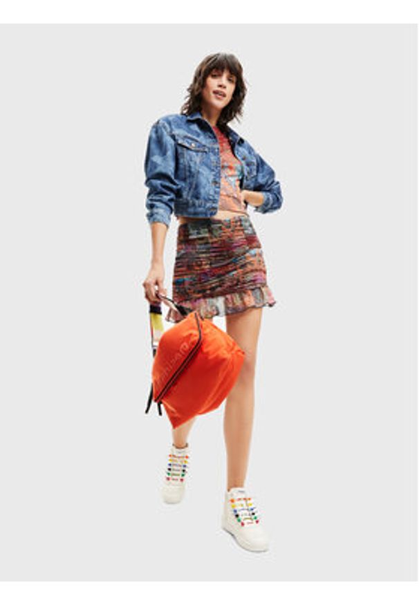 Desigual Bluzka Bora 22WWTK10 Kolorowy Slim Fit. Materiał: syntetyk. Wzór: kolorowy