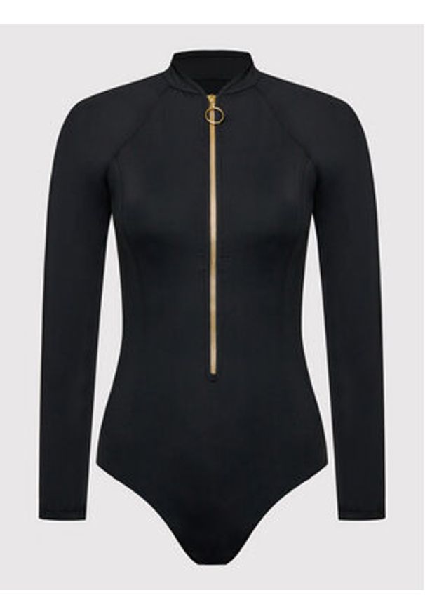 Seafolly Strój kąpielowy Zip Front 10936-942 Czarny. Kolor: czarny. Materiał: syntetyk