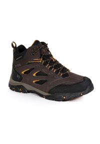 Buty trekkingowe męskie HolcombeIEP Mid Regatta. Kolor: brązowy, niebieski, wielokolorowy. Materiał: poliester. Sport: turystyka piesza