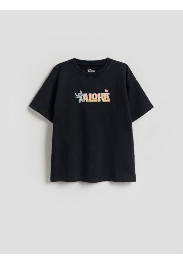 Reserved - T-shirt Lilo i Stitch - czarny. Kolor: czarny. Materiał: bawełna