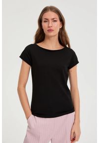MOODO - Bawełniany t-shirt czarny. Kolor: czarny. Materiał: bawełna #1