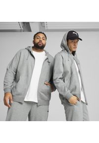 Puma - Męska rozpinana bluza z kapturem Essentials z logo No. 1 PUMA. Typ kołnierza: kaptur. Kolor: szary. Wzór: haft. Sport: bieganie