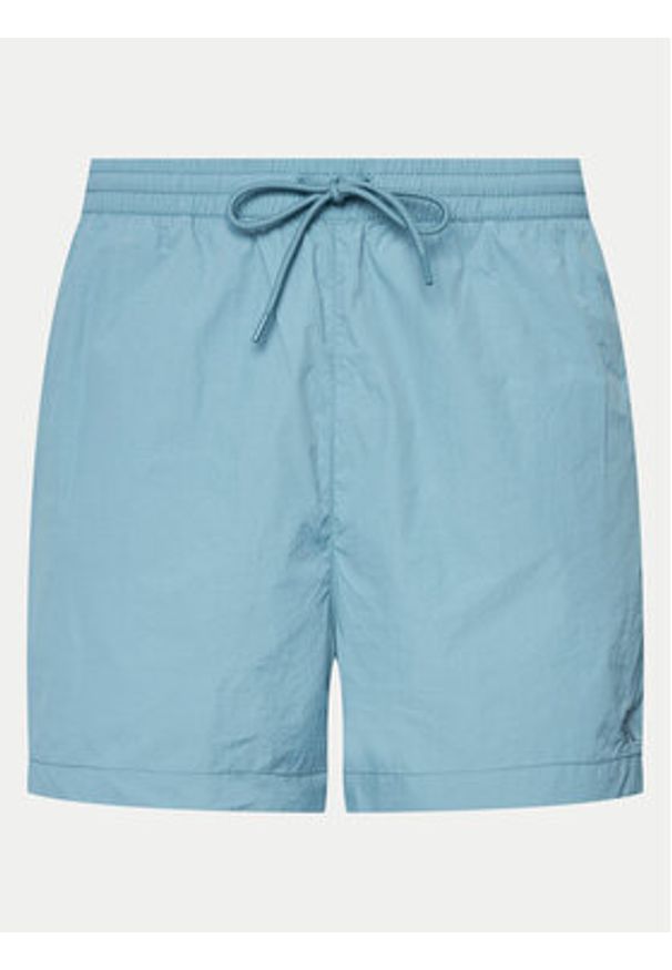 Calvin Klein Swimwear Szorty kąpielowe KM0KM01080 Niebieski Regular Fit. Kolor: niebieski. Materiał: syntetyk