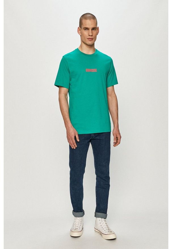Converse - T-shirt. Okazja: na co dzień. Kolor: zielony. Materiał: dzianina. Wzór: gładki. Styl: casual