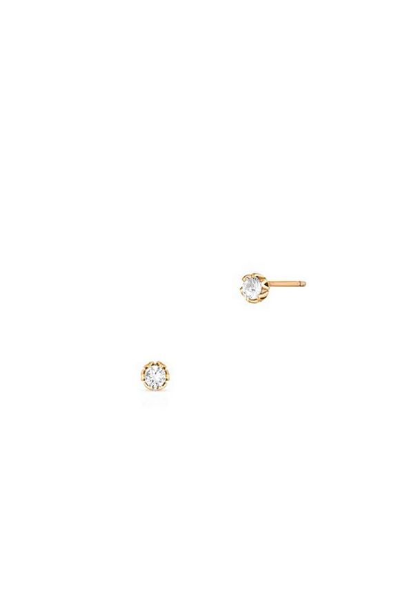 W.KRUK Wspaniałe Złote Kolczyki - złoto 585, Brylant 0,06ct - XWK/KB+280/M. Materiał: złote. Kolor: złoty. Wzór: aplikacja. Kamień szlachetny: brylant
