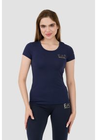 EA7 Emporio Armani - EA7 Granatowy damski t-shirt, Rozmiar M. Kolor: niebieski