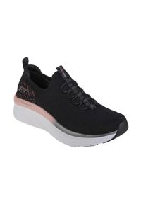 skechers - Buty do chodzenia damskie Skechers Dlux. Zapięcie: bez zapięcia. Kolor: czarny. Materiał: tkanina, materiał. Szerokość cholewki: normalna. Sport: turystyka piesza