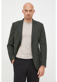 Selected Homme marynarka z domieszką wełny kolor zielony. Kolor: zielony. Materiał: wełna. Wzór: aplikacja #1