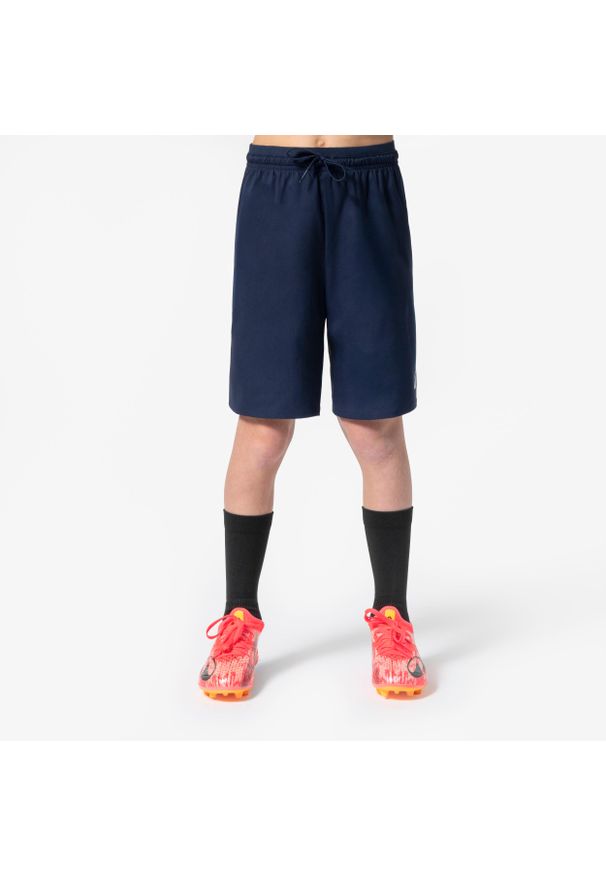 KIPSTA - Spodenki piłkarskie dla dzieci Kipsta Viralto Club. Kolor: niebieski. Materiał: poliester, poliamid, materiał, elastan. Sezon: lato. Styl: sportowy