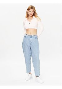 Tommy Jeans Sweter DW0DW14950 Różowy Slim Fit. Kolor: różowy. Materiał: syntetyk #2