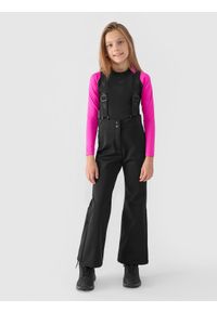 4f - 4F Spodnie narciarskie softshellowe membrana 5000 dziewczęce - czarne 146 (10-11 lat). Kolor: czarny. Materiał: syntetyk, dzianina, materiał, tkanina, softshell. Technologia: Windstopper. Sezon: lato. Sport: narciarstwo #1