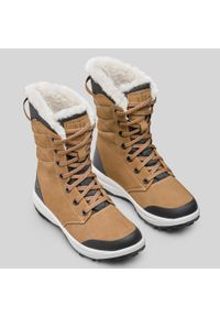 quechua - Buty turystyczne damskie śniegowce Quechua SH900 skóra wodoodporne. Wysokość cholewki: przed kolano. Zapięcie: sznurówki. Kolor: brązowy. Materiał: skóra. Szerokość cholewki: normalna. Sezon: zima. Styl: sportowy