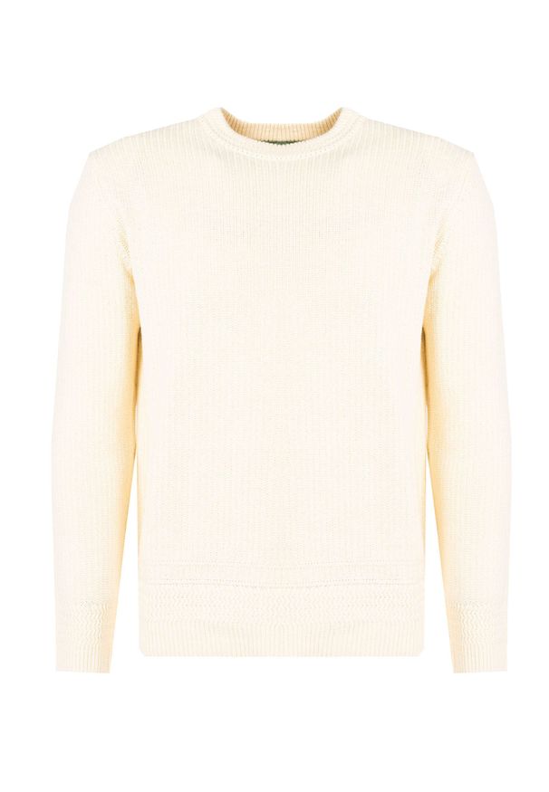 Pepe Jeans Sweter "Memphis" | PM702267 | Memphis | Mężczyzna | Kremowy. Okazja: na co dzień. Kolor: kremowy. Materiał: bawełna, len. Wzór: aplikacja, ze splotem. Styl: casual