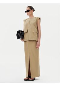 Herskind Spódnica midi 5532150 Khaki Regular Fit. Kolor: brązowy. Materiał: bawełna