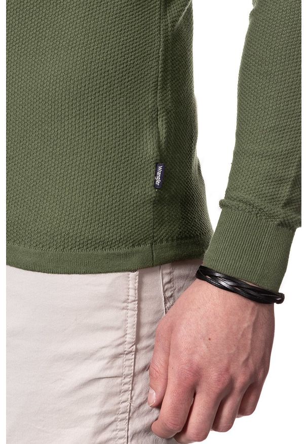 Wrangler - MĘSKI SWETER WRANGLER PIQUE CREW KNIT DEEP LICHEN GRN W8616PT1X 112132317