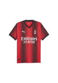 Koszulka do piłki nożnej dla dzieci Puma AC Milan na rozgrywki domowe 23/24. Kolor: czarny, czerwony, wielokolorowy. Materiał: materiał