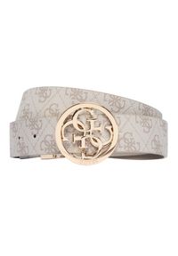 Guess - GUESS Kremowy dwustronny damski pasek w monogram Noelle REV H35, Rozmiar XS. Kolor: beżowy #4