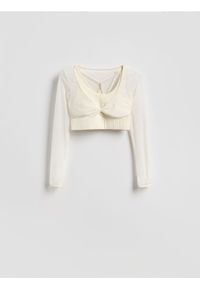 Reserved - Bluzka z topem - złamana biel. Materiał: dzianina #1