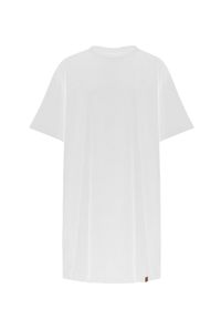 MUUV Sukienka Boyfriends Tshirt kolor biały mini oversize. Kolor: biały. Materiał: bawełna, dzianina. Długość rękawa: krótki rękaw. Typ sukienki: oversize. Długość: mini #3