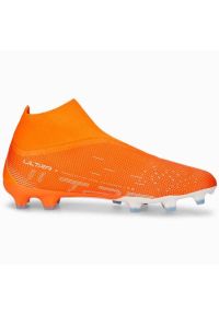 Buty piłkarskie Puma Ultra Match+ Ll FG/AG M 107243 01 pomarańczowe pomarańcze i czerwienie. Kolor: pomarańczowy. Szerokość cholewki: normalna. Sport: piłka nożna #1