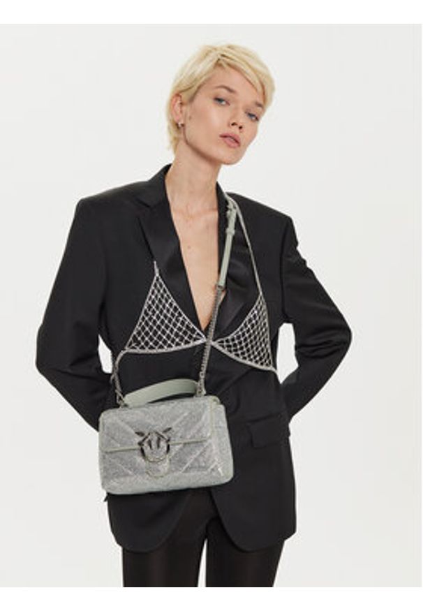 Pinko - PINKO Torebka Love Lady Puff Mini Cl AI 24-25 PLTT 100044 A217 ZZFN Srebrny. Kolor: srebrny. Materiał: skórzane, zamszowe