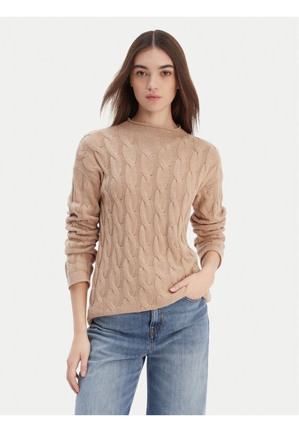 United Colors of Benetton - United Colors Of Benetton Sweter 1335D2467 Brązowy Regular Fit. Kolor: brązowy. Materiał: wiskoza, syntetyk, wełna