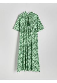 Reserved - Bawełniana sukienka - zielony. Kolor: zielony. Materiał: bawełna #1