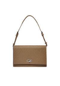 Calvin Klein Torebka Ck Elongated Shoulder Bag_Mono K60K613139 Beżowy. Kolor: beżowy. Materiał: skórzane #5