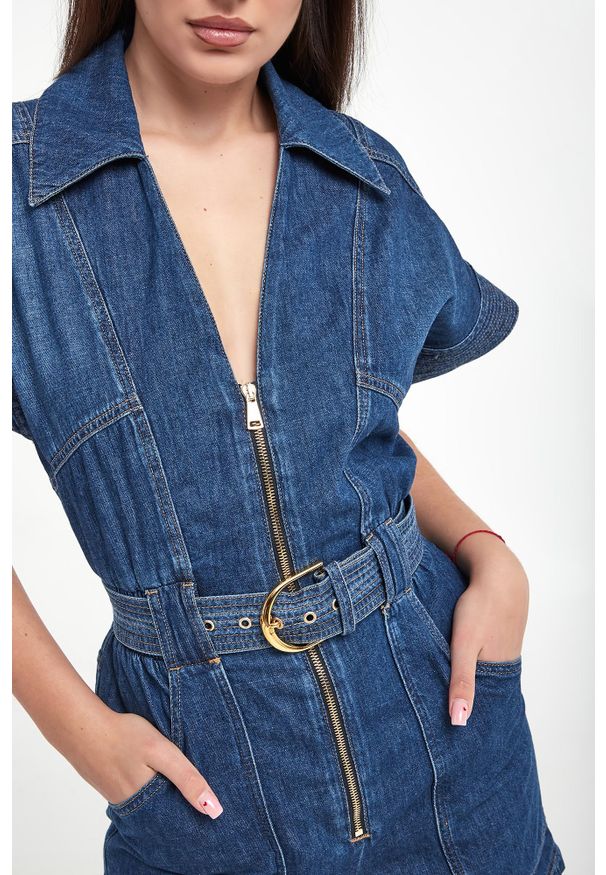 Elisabetta Franchi - Kombinezon damski jeansowy ELISABETTA FRANCHI. Materiał: jeans