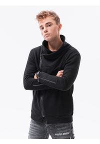Ombre Clothing - Bluza męska rozpinana London B1362 - czarna - XXL. Kolor: czarny. Materiał: poliester, bawełna, dzianina
