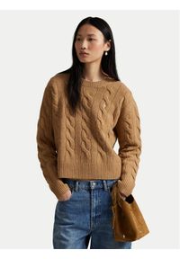Polo Ralph Lauren Sweter 211A91216005 Beżowy Straight Fit. Typ kołnierza: polo. Kolor: beżowy. Materiał: wełna